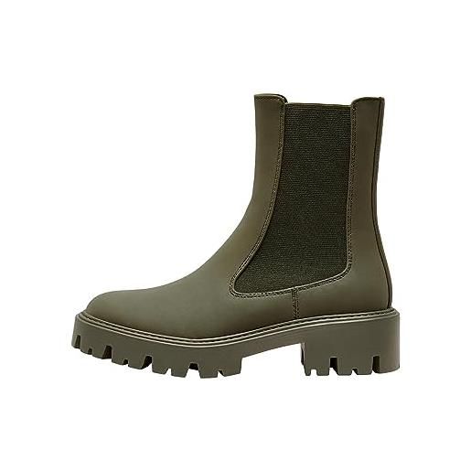 ONLY stivaletti chelsea onlbetty-6 in bianco e nero con suola spessa, verde foresta, 37 eu