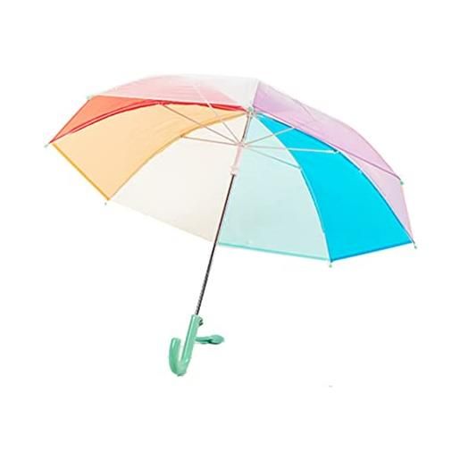 ThreeH ombrello a bolle trasparente per bambini superficie arcobaleno impugnatura facile da impugnare manuale aperto per ragazzi e ragazze dai 3 ai 12 anni, verde