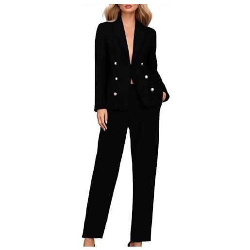 MJGkhiy tailleur donna pantaloni e giacca elegante cerimonia completo blazer a maniche lunghe lavoro completi tinta unita curvy due pezzi set ufficio business casual tuta primaverile autunno