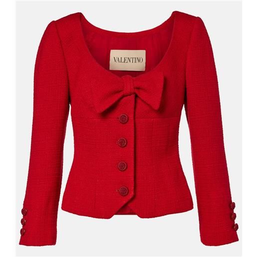 Valentino giacca cropped in tweed di misto lana