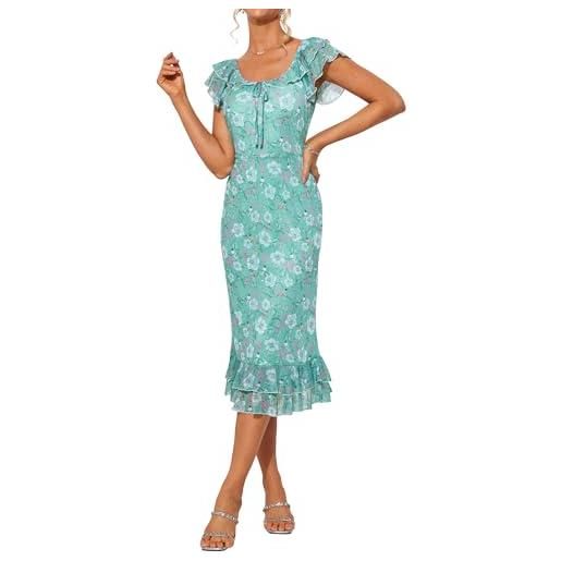 GRACE KARIN abito estivo da donna con scollo a u, maniche a volant, coda di pesce, da spiaggia floreale