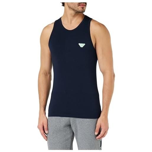 Emporio Armani shiny logoband tank, t-shirt uomo, blu (marine), xl