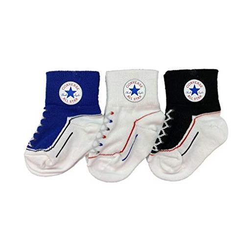 CONVERSE ALL STAR converse infant toddler socks 3 pack (black(nc0172-024)/blue/white, 12-24 months)