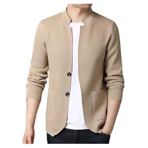 Mymyguoe sakko - giacca da uomo elegante da uomo, estiva, per il lavoro, per lo sport, per uomo, slim fit, sportiva, tinta unita, leggera, sportiva, blazer, taglie forti, cachi, xxxl