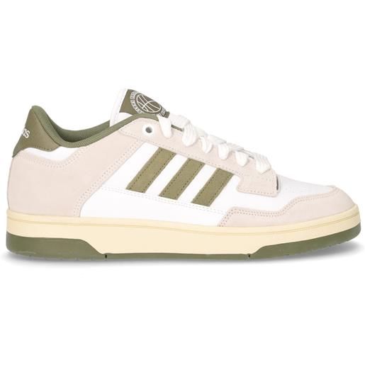 ADIDAS rapid court low sneaker in pelle ed ecopelle bianco verde - uomo - bianco verde