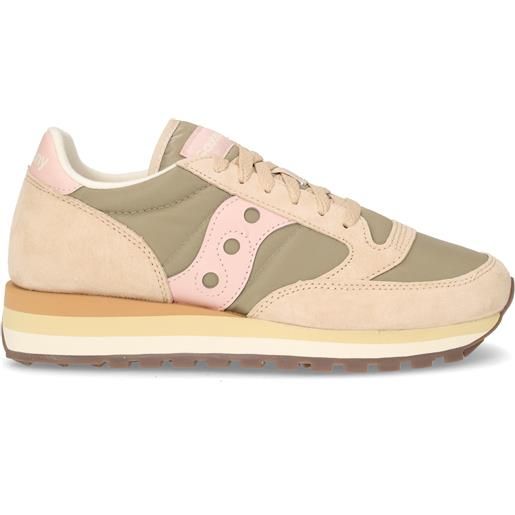 SAUCONY jazz triple sneaker in pelle e tessuto verde rosa - donna - verde rosa