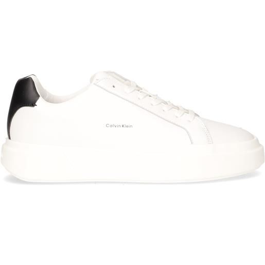 CALVIN KLEIN chunky cupsole sneaker in pelle bianco blu - uomo - bianco blu