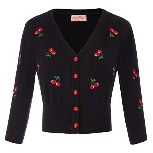 Belle Poque womens vintage 50s cherries bolero shrug cardigan a lunghezza tagliata bp609-1 xxl