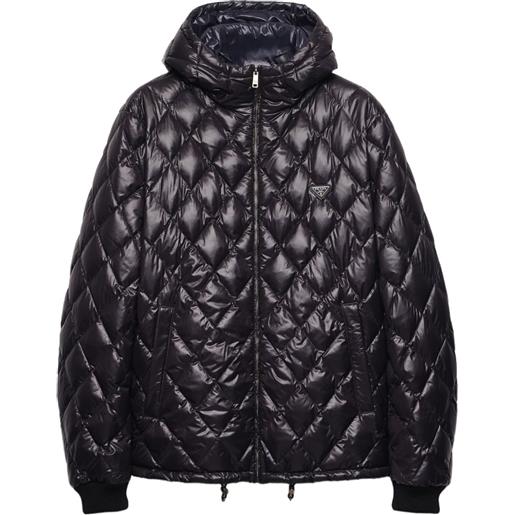 Prada piumino trapuntato con cappuccio - nero