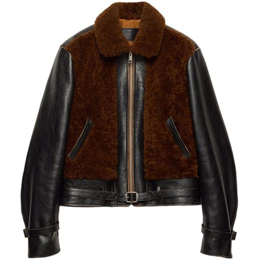 Prada giacca foderata in shearling - marrone