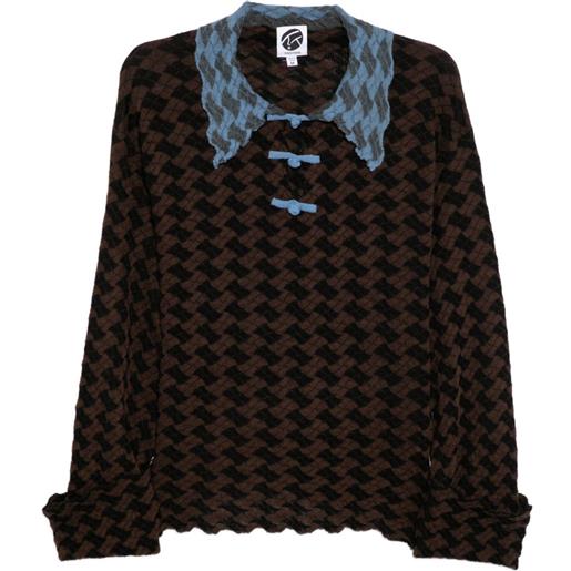 YANYAN KNITS polo a maniche lunghe - marrone