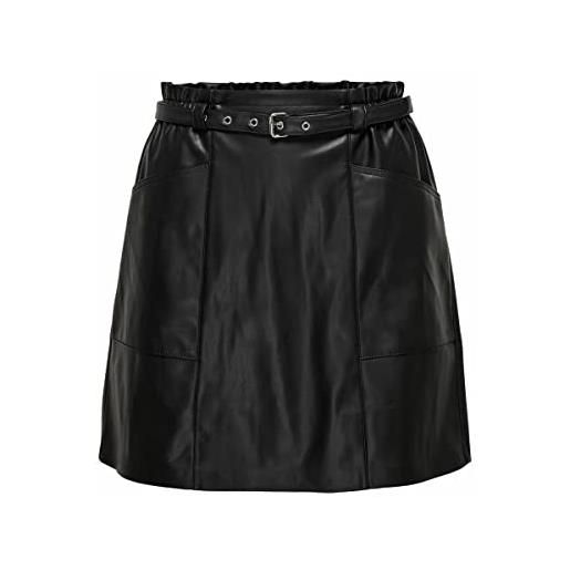 ONLY onlheidi faux leather belt skirt cc otw gonna, nero, s donna