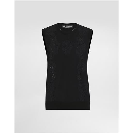 Dolce & Gabbana canotta in lana con pizzo