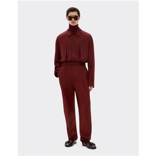 Ferrari pantalone in satin di lana - male pantaloni mogano 50