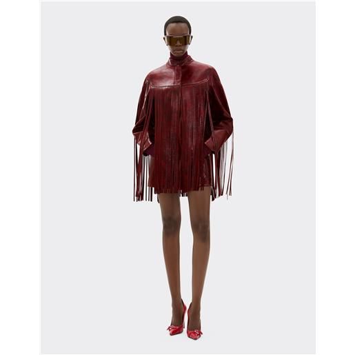 Ferrari giacca lunga in pelle con frange - female giacche ciliegia 40