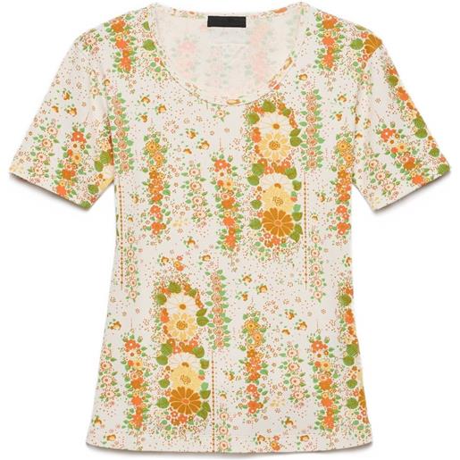 Prada t-shirt a fiori - arancione