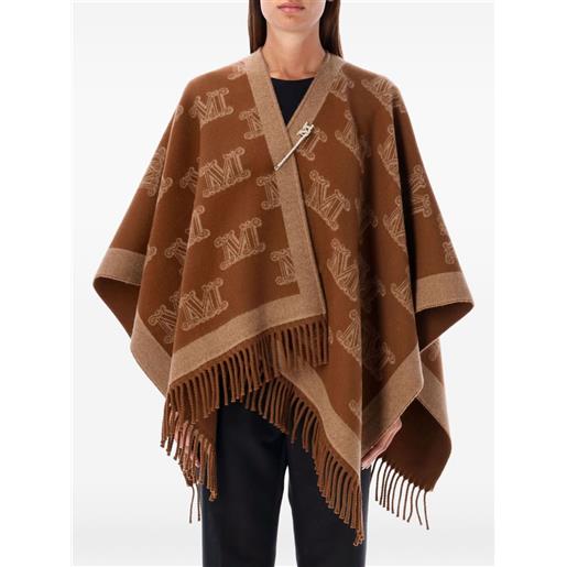 Max Mara poncho con frange - marrone