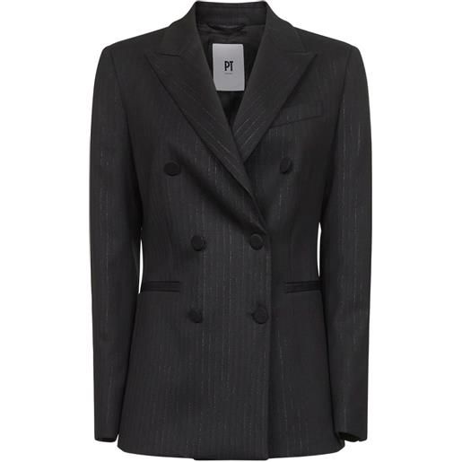 PT Torino blazer doppiopetto gessato - nero