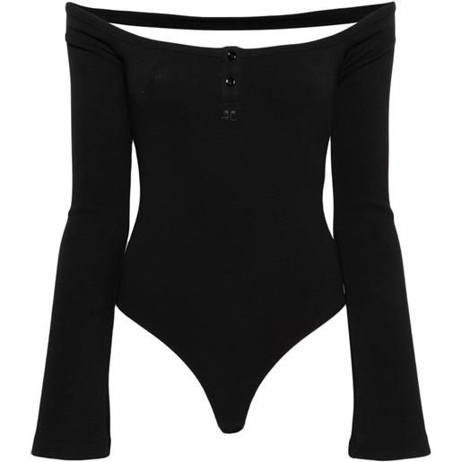 Courrèges body con spalle scoperte hyperbole anni '90 - nero