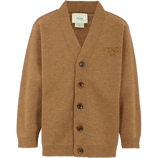 Fendi Kids cardigan con scollo a v - marrone