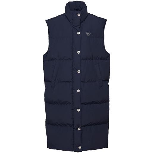 Prada gilet imbottito lungo - blu