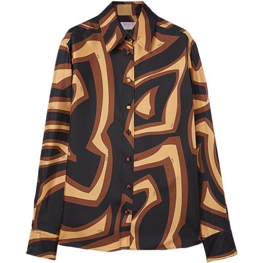 PUCCI camicia in twill di seta con stampa labirinto - nero
