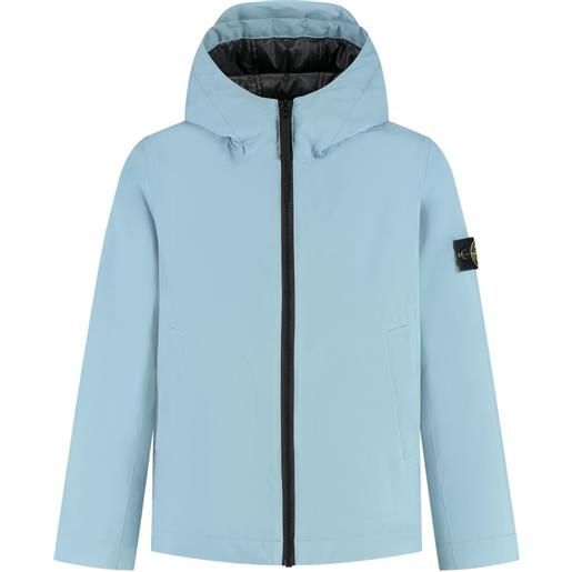 Stone Island Junior impermeabile con cappuccio e logo - blu