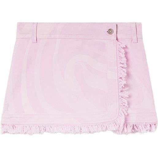 PUCCI gonna denim con stampa marmo - rosa
