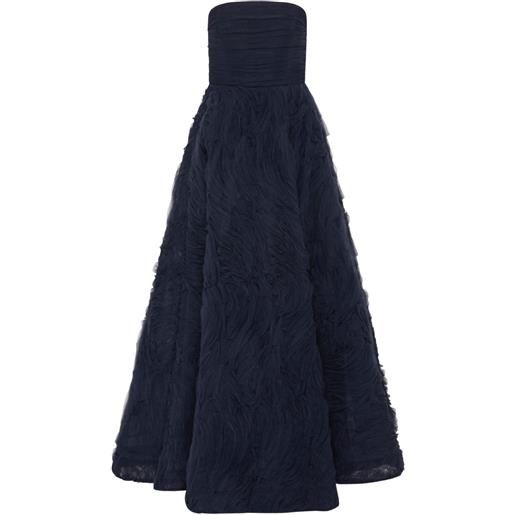 Rebecca Vallance abito da sera willow senza spalline con ruches - blu
