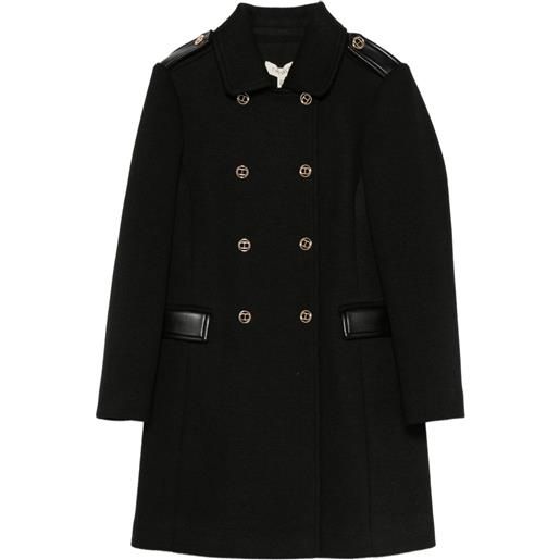 TWINSET Kids cappotto doppiopetto con spalline - nero