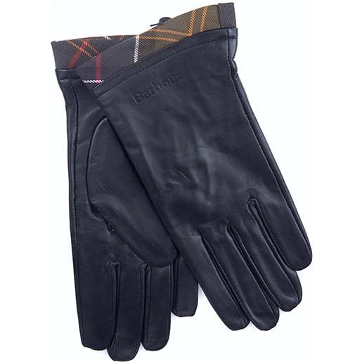 Barbour guanti in pelle con bordatura tartan