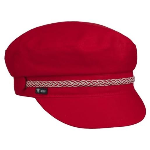 LIPODO berretto marinaio in lino donna - made italy da cappello baker boy con visiera estate primavera/estate - taglia unica rosso