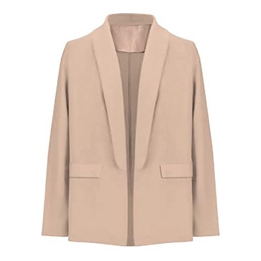 Generic blazer da donna, casual, aperto sul davanti, maniche lunghe, colletto alla coreana, cappotti, con tasche, bottoni, per donne, cardigan, giacca formale, top tinta unita, a, l