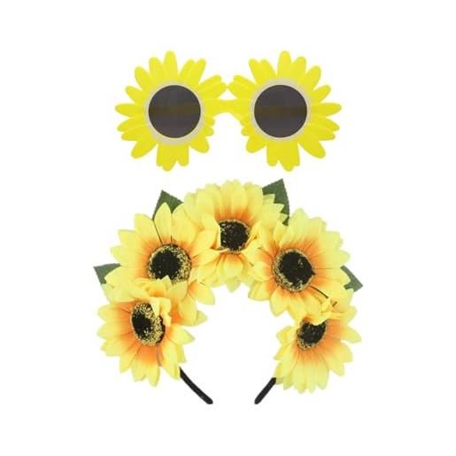YSJCHEBS un pezzo di testa di girasole, 1 pezzo di occhiali di girasole, decorazione dei fiori di signora, abbigliamento verso la decorazione di girasole