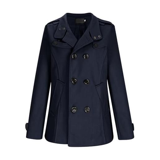 Huoghebg cappotto donna casual in tweed curvy blazer da donna con risvolto spesso slim trench vintage caldo giacca donna a vento giacche classico cappotto lana elegante con tasche per autunno inverno parka