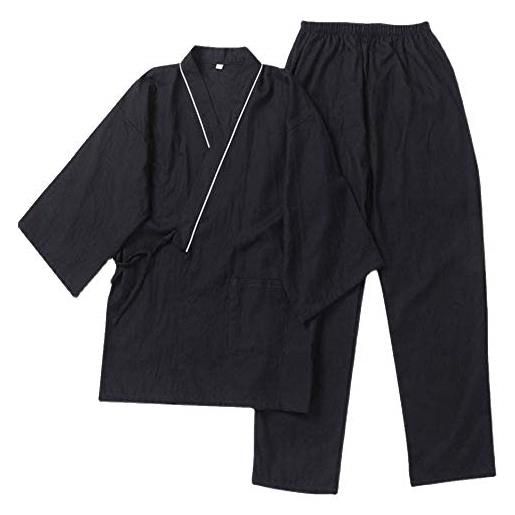 OWLONLINE completo pigiama kimono giapponese da uomo taglie forti zen clothing (taglia xl, e)