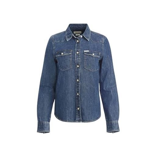 GUESS camicia manica lunga in jeans gj slim denim w4yh35d5ei3 blu scuro blu s