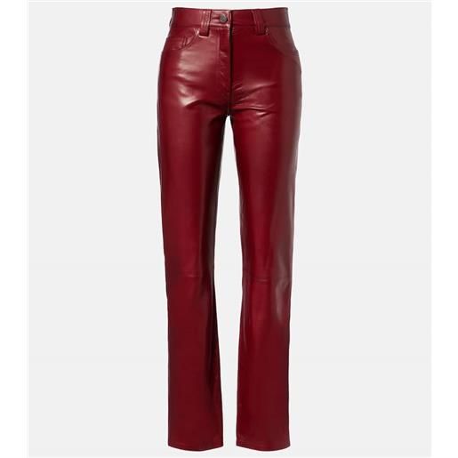 Khaite pantaloni regular callum in pelle a vita media