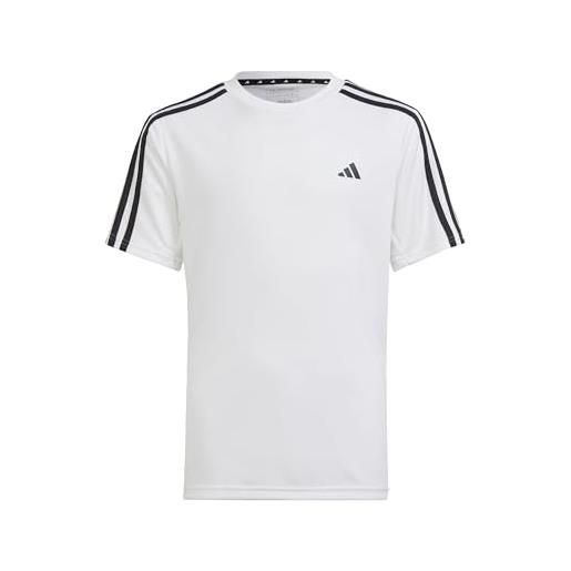 adidas train essentials aeroready 3-stripes regular-fit short sleeve t-shirt maglietta, white/black, 140 bambini e ragazzi