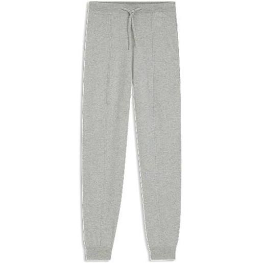BOSS pantaloni della tuta in cashmere con fondo gamba elastico, grigio chiaro