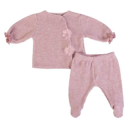 Fs - Baby tutina neonata a maglia 2 pezzi - rosa cipria