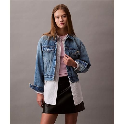 Calvin klein jeans giubbotto di jeans '90 medium blue denim donna