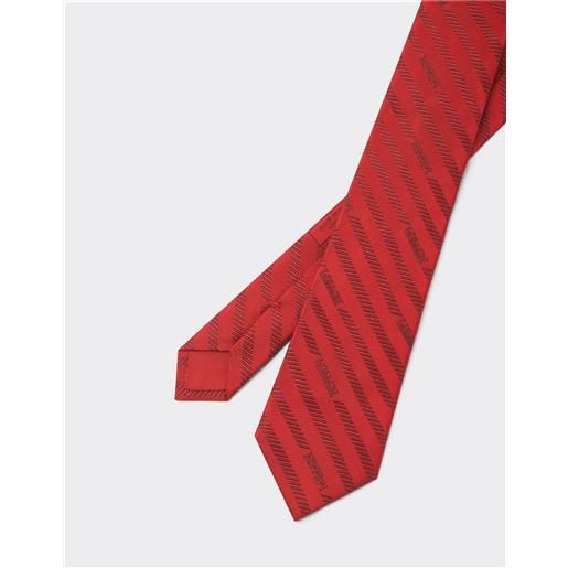 Ferrari cravatta in twill di seta con motivo regimental - accessori rosso maison os