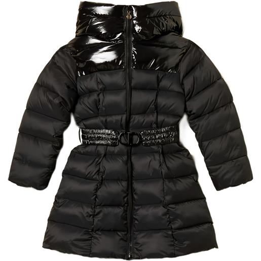 TWINSET Kids piumino con inserti lucidi e cintura - nero