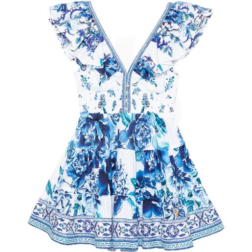 Camilla abito corto con balze - bianco