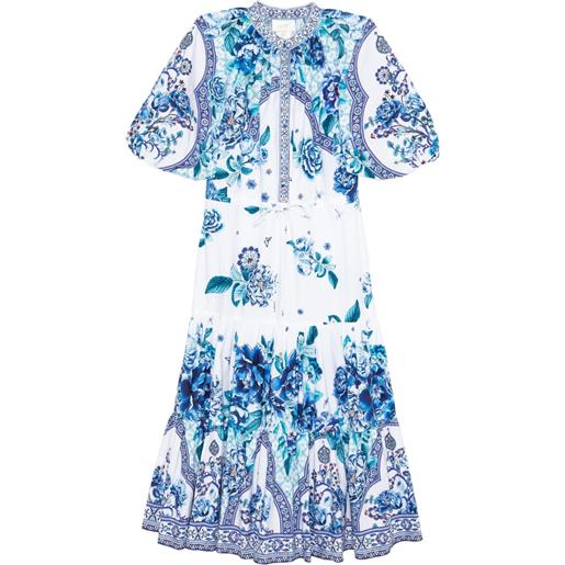 Camilla abito a ceramic garden - bianco