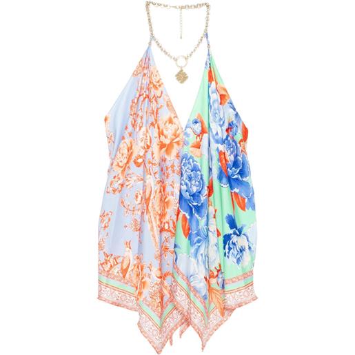 Camilla top con foulard - blu