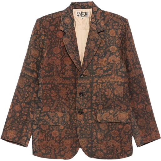 Kartik Research blazer a fiori - marrone