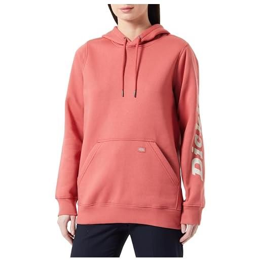 Dickies donna, felpa con cappuccio e logo sulla manica, rosso minerale, s