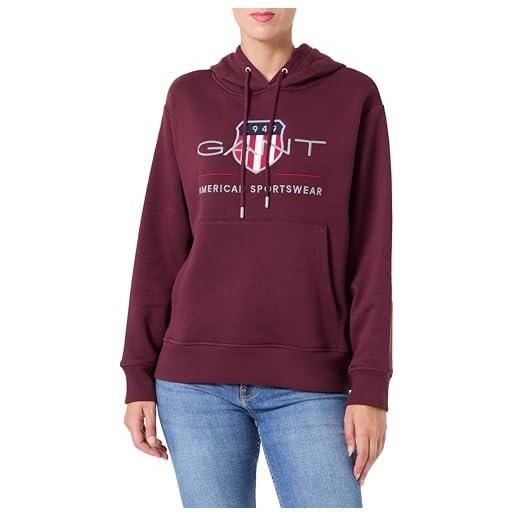 GANT archive shield hoodie felpa con cappuccio, vino prugna, s donna